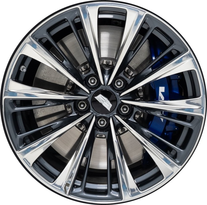 Cadillac CT5-V 2022-2024 charcoal polished 19x10 aluminum wheels or rims. Hollander part number 14072a, OEM part number 84319217.