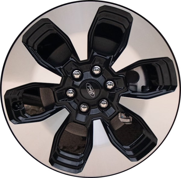 Ford F-150 Lightning 2022-2023 black machined 22x8.5 aluminum wheels or rims. Hollander part number ALY10472, OEM part number Not Yet Known.