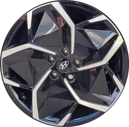 Hyundai Ioniq 5 2022-2024 black machined 19x7.5 aluminum wheels or rims. Hollander part number 70723, OEM part number 52910-GI110.