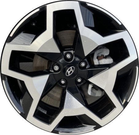 Hyundai Santa Cruz 2022-2024 black machined 20x7.5 aluminum wheels or rims. Hollander part number 70665, OEM part number 52910K5310.
