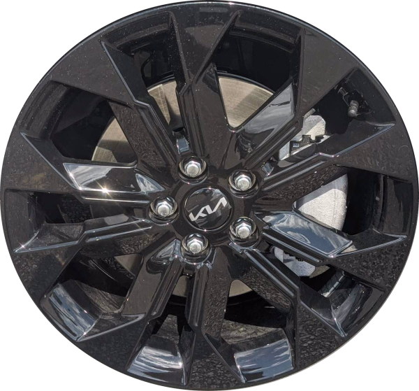 KIA Carnival 2022-2024 powder coat black 19x7.5 aluminum wheels or rims. Hollander part number ALY74831B, OEM part number 52910-R0320.