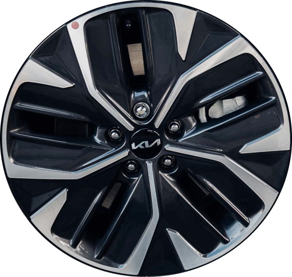 KIA EV6 2022-2024 black machined 19x7.5 aluminum wheels or rims. Hollander part number 10445a, OEM part number 52910-CV110.