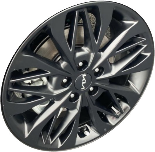 KIA Seltos 2022-2023 powder coat black 18x7.5 aluminum wheels or rims. Hollander part number 74837, OEM part number 52910Q5ZB0.