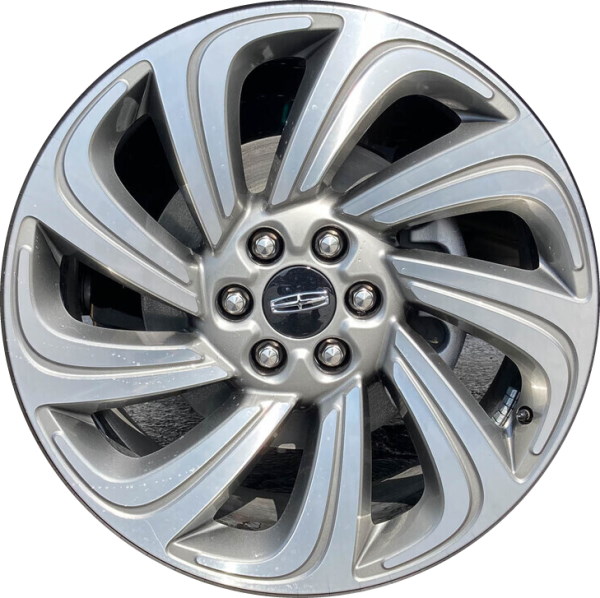 Lincoln Navigator 2022-2024 grey machined 22x9.5 aluminum wheels or rims. Hollander part number ALY10497, OEM part number NL7Z-1007-A.
