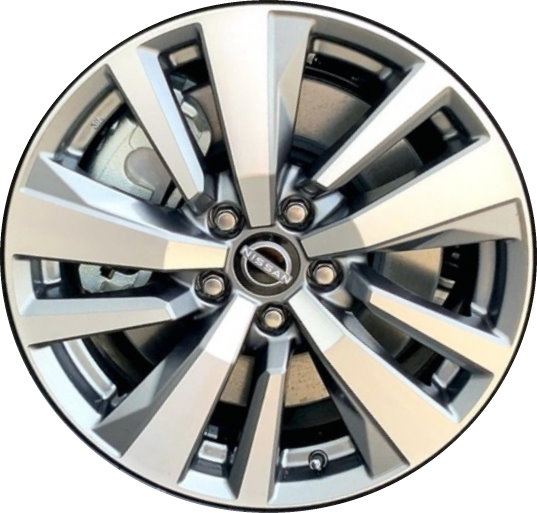 Nissan Pathfinder 2022-2024 grey machined 18x8 aluminum wheels or rims. Hollander part number 62843b, OEM part number 403006TA3A.