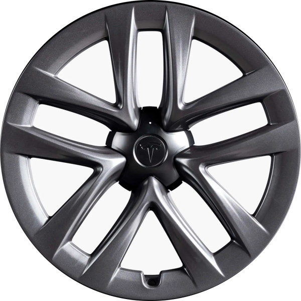 Tesla Model S 2021-2023 powder coat charcoal 21x9.5 aluminum wheels or rims. Hollander part number ALY95238, OEM part number Not Yet Known.