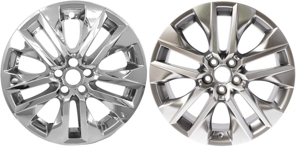 Toyota RAV4 2019-2024 Chrome, 10 Spoke, Plastic Hubcaps, Wheel Covers, Wheel Skins, Imposters. ONLY Fits 19 Inch Alloy Wheel Pictured. Part Number9977.