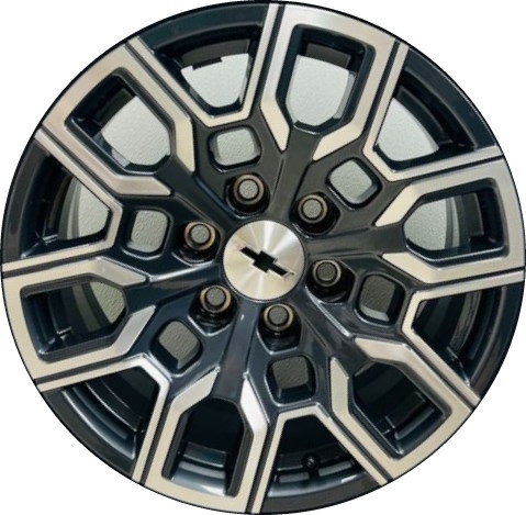 Chevrolet Colorado 2023-2024 charcoal machined 18x8.5 aluminum wheels or rims. Hollander part number ALY14097B, OEM part number 84738118.