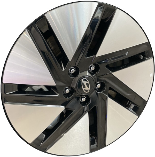 Hyundai Ioniq 6 2023-2024 black machined 18x7.5 Inch aluminum wheels or rims. Hollander part number ALY10511, OEM part number 52910-KL110.