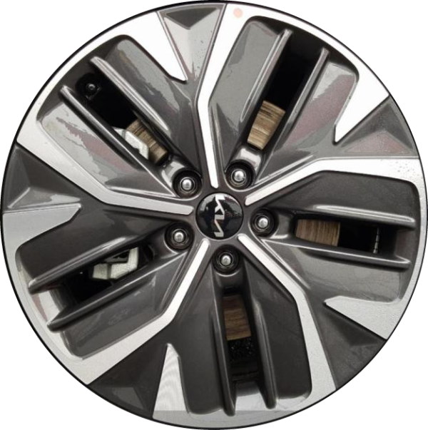 KIA EV6 2022-2024 grey machined 19x7.5 aluminum wheels or rims. Hollander part number 10445b, OEM part number 52910CV100.