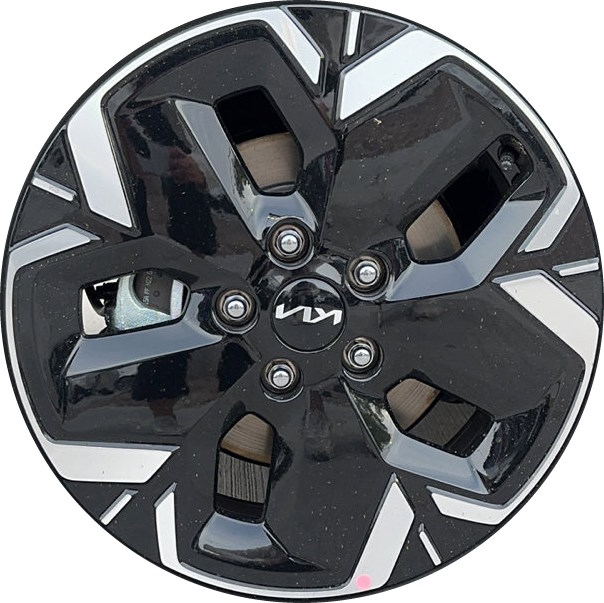KIA Niro 2023-2024 black machined 17x7 aluminum wheels or rims. Hollander part number ALY74616, OEM part number 52910AO000.
