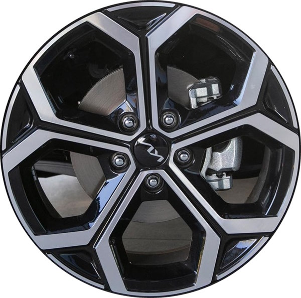 KIA Niro 2023-2024 black machined 18x7.5 aluminum wheels or rims. Hollander part number ALY74626, OEM part number 52910AT100.