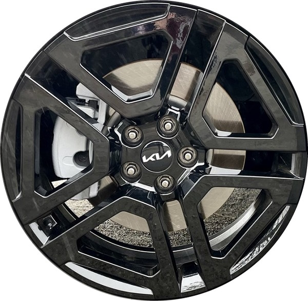 KIA Telluride 2023-2024 black painted 20x7.5 aluminum wheels or rims. Hollander part number ALY74721, OEM part number 52910-S9840.