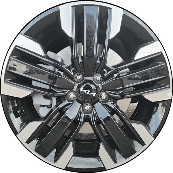 KIA Telluride 2023-2024 black machined 20x7.5 aluminum wheels or rims. Hollander part number ALY74725, OEM part number 52910S9820.
