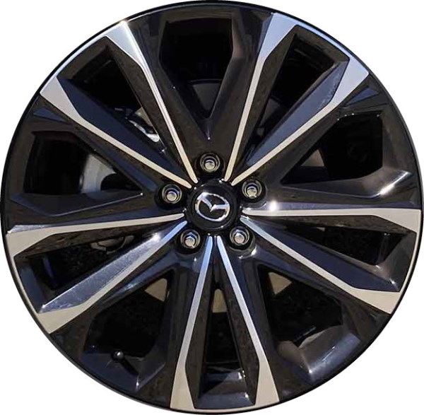 Mazda CX-50 2023-2024 black machined 20x8 aluminum wheels or rims. Hollander part number ALY65019, OEM part number 9965058000.