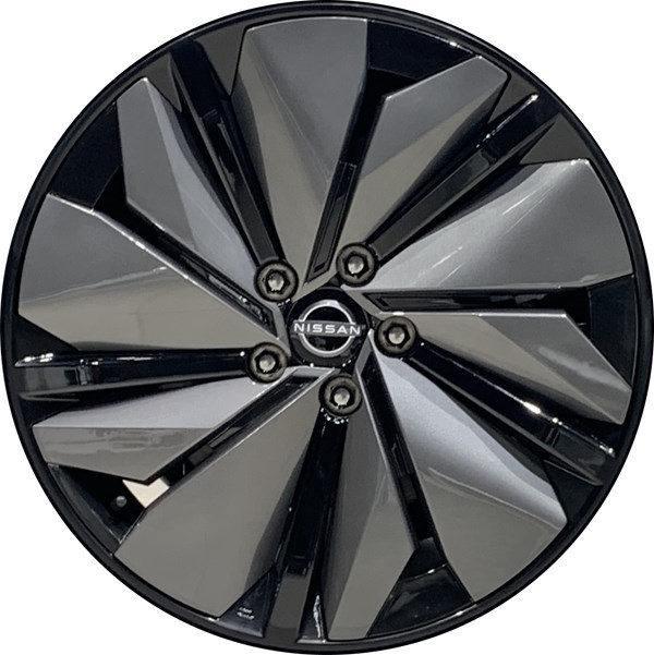 Nissan ARIYA 2023 black painted 19x7.5 aluminum wheels or rims. Hollander part number ALY62864, OEM part number D0C00-5MR9B.