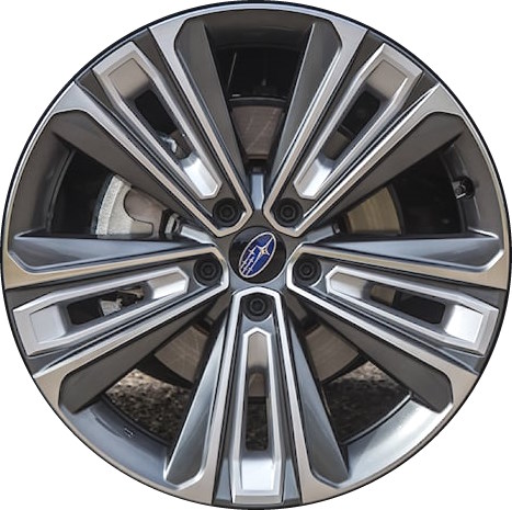 Subaru Solterra 2023-2024 grey machined 20x7.5 aluminum wheels or rims. Hollander part number ALY75457B, OEM part number 42611-0R540, 42611-42890.