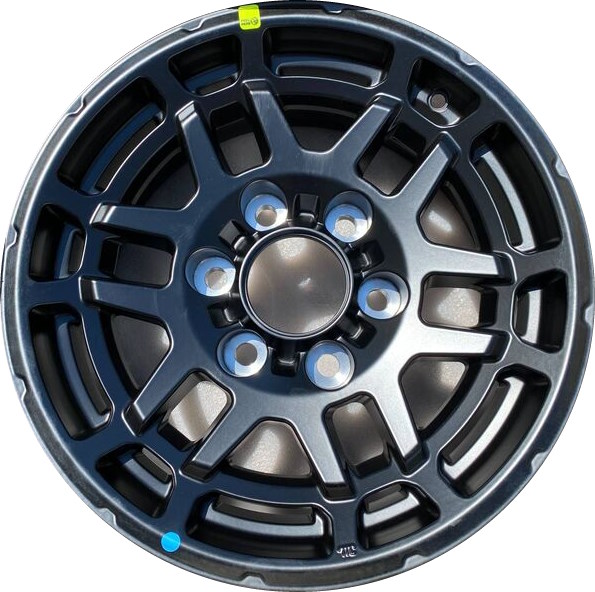 Toyota Tacoma 2022-2023 powder coat black 16x7 aluminum wheels or rims. Hollander part number ALY75284A, OEM part number PT946352212F.
