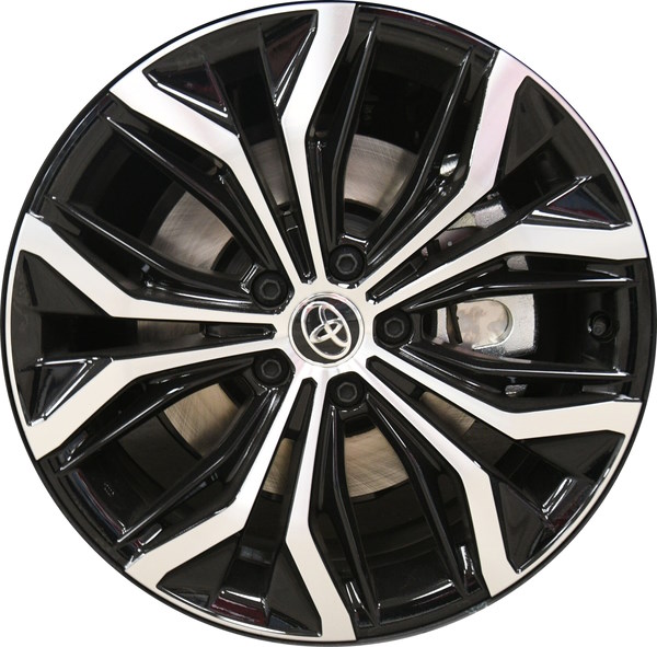 Toyota Crown 2023-2024 Black Machined 19x7 aluminum wheels or rims. Hollander part number ALY75330, OEM part number 4261130K60.