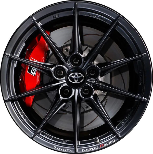 Toyota GR Corolla 2023-2024 powder coat black 18x8.5 aluminum wheels or rims. Hollander part number ALY75458, OEM part number 4261112G80.