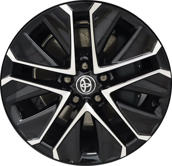 Toyota Mirai 2021-2023 black machined 19x8 aluminum wheels or rims. Hollander part number ALY75213A, OEM part number 4261162090.
