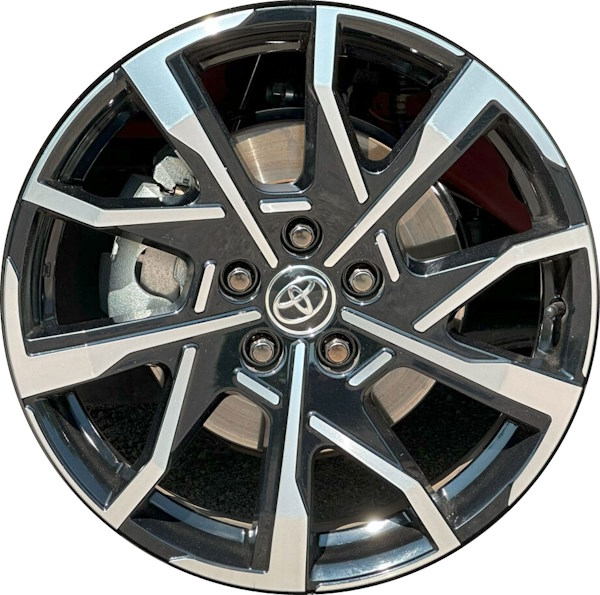 Toyota Prius Prime 2023-2024 black machined 19x6.5 aluminum wheels or rims. Hollander part number ALY69198, OEM part number 4261147381.
