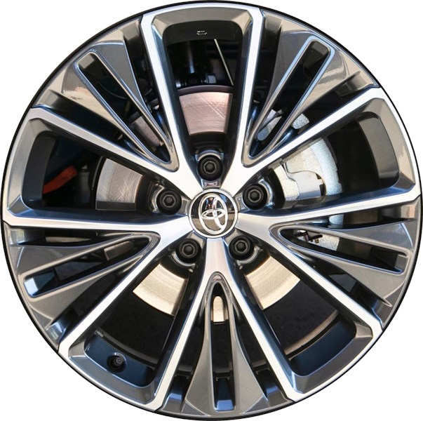 Toyota Prius 2023-2024 charcoal machined 19x6.5 aluminum wheels or rims. Hollander part number ALY75285, OEM part number 42611-47551, 42611-47671.