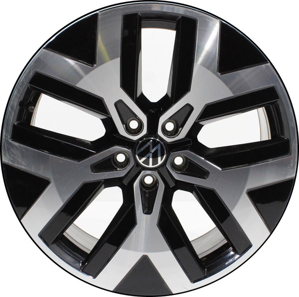 Volkswagen Taos 2022-2024 black machined 19x8 aluminum wheels or rims. Hollander part number 70099, OEM part number 2GJ601025DFZZ.