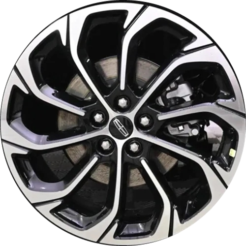 Lincoln Nautilus 2024 black machined 21x8 aluminum wheels or rims. Hollander part number ALY9585U45, OEM part number R2TZ1007E