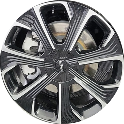 Lincoln Nautilus 2024 black machined 21x8 aluminum wheels or rims. Hollander part number ALY95855U45, OEM part number R2TZ1007L