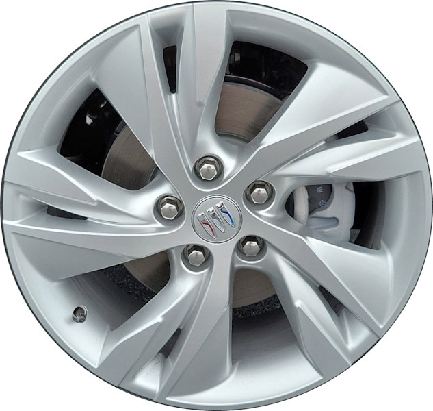 Buick Encore GX 2024 powder coat silver 18x7.5 aluminum wheels or rims. Hollander part number ALYGZ061U20, OEM part number Not Yet Known.