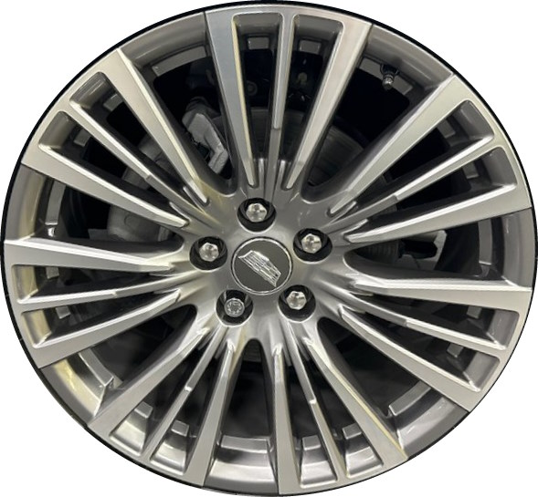 Cadillac XT4 2024 grey machined 20x8.5 aluminum wheels or rims. Hollander part number ALYGZ086, OEM part number Not Yet Known.