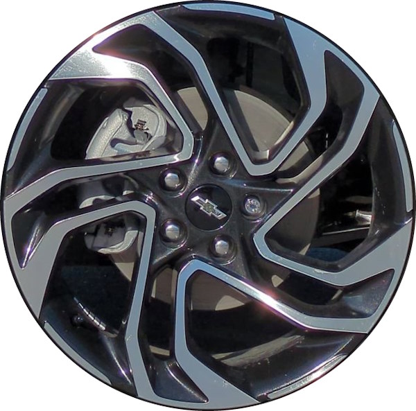 Chevrolet Trailblazer 2024 black machined 19x8 aluminum wheels or rims. Hollander part number ALYGZ076, OEM part number Not Yet Known.