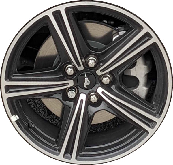 Ford Mustang 2024 black machined 18x8 aluminum wheels or rims. Hollander part number ALYMUST1824, OEM part number Not Yet Known.