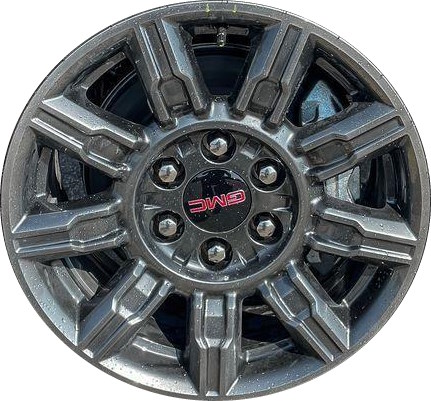 GMC Sierra 1500 2024 dark grey painted 18x8.5 aluminum wheels or rims. Hollander part number ALYGZ065GM, OEM part number Not Yet Known.