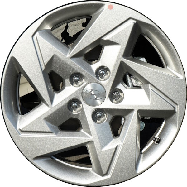 Hyundai Kona 2024 powder coat silver 17x7 aluminum wheels or rims. Hollander part number ALYIA066, OEM part number 52910BE200.