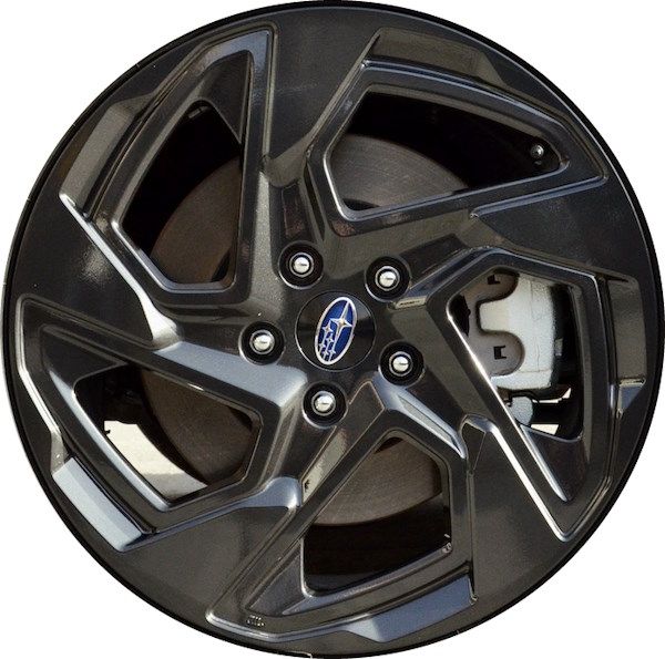 Subaru Crosstrek 2024 powder coat charcoal 18x7 aluminum wheels or rims. Hollander part number 180462, OEM part number Not Yet Known.