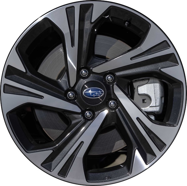 Subaru Crosstrek 2024 charcoal machined 17x7 aluminum wheels or rims. Hollander part number 95646, OEM part number Not Yet Known.