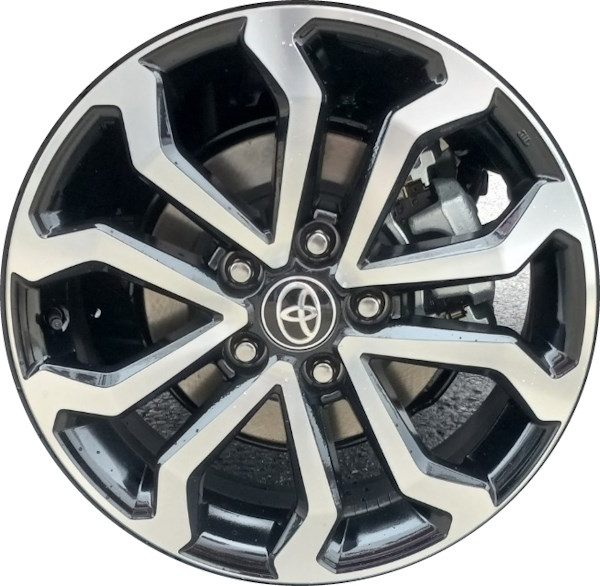 Toyota Corolla Cross 2023-2024 black machined 17x6.5 aluminum wheels or rims. Hollander part number ALYTX022, OEM part number Not Yet Known.