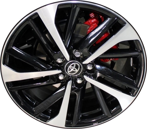 Toyota Corolla Cross 2023-2024 black machined 18x7 aluminum wheels or rims. Hollander part number ALYTX022, OEM part number Not Yet Known.