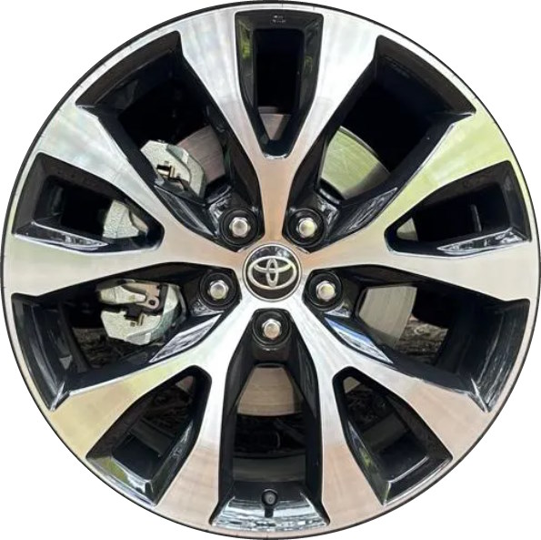 Toyota Highlander 2024 black machined 20x8 aluminum wheels or rims. Hollander part number ALY95712U45, OEM part number Not Yet Known.