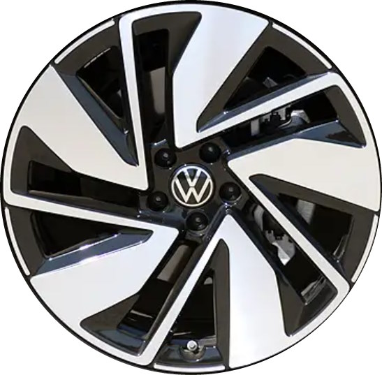 Volkswagen Atlas 2024 black machined 20x8 aluminum wheels or rims. Hollander part number ALYWB084, OEM part number Not Yet Known.