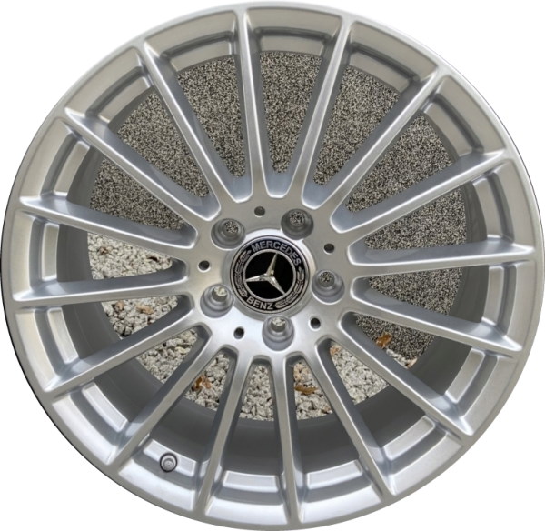 Mercedes-Benz E350 2021-2023, E450 2021-2023 powder coat silver 18x8 aluminum wheels or rims. Hollander part number 65580, OEM part number 21340156007X45.