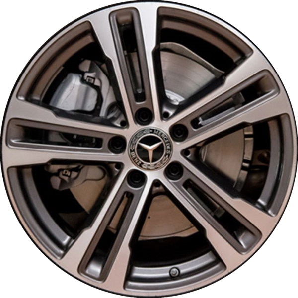Mercedes-Benz E350 2021-2023, E450 2021-2023 grey machined 18x8 aluminum wheels or rims. Hollander part number 65579, OEM part number 21340157007X44.