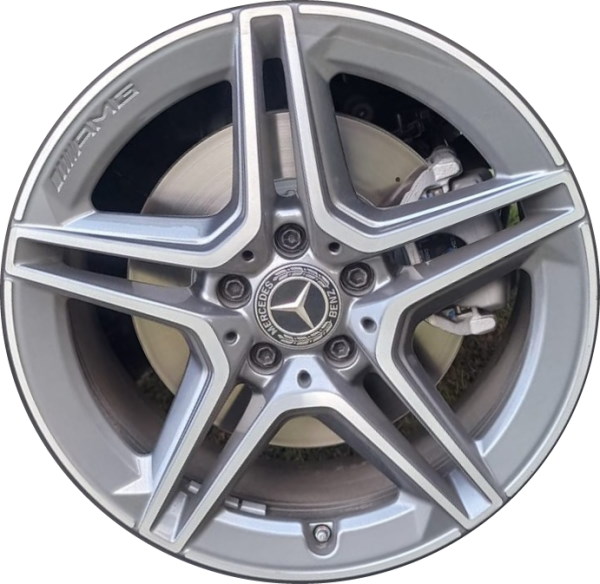 Mercedes-Benz E350 2021-2023, E450 2021-2023 grey machined 18x8 aluminum wheels or rims. Hollander part number 65581U35, OEM part number 21340163007Y51.