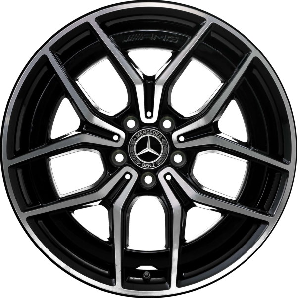 Mercedes-Benz E350 2021-2023, E450 2021-2023 black machined 19x8 aluminum wheels or rims. Hollander part number 65582U45, OEM part number 21340165007X23.