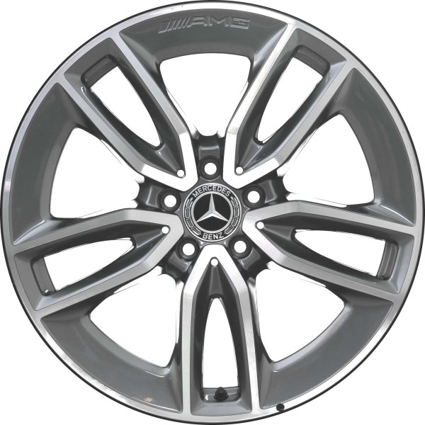 Mercedes-Benz GLA35 2021-2023, GLB35 2021-2023 grey machined 19x8 aluminum wheels or rims. Hollander part number 65547, OEM part number 24740118007Y51.
