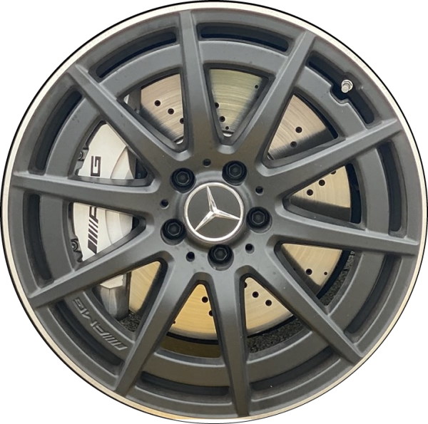 Mercedes-Benz GLA35 2021-2023, GLA45 2021-2023, GLB35 2021-2023 powder coat black w/ machined outer edge 19x8 aluminum wheels or rims. Hollander part number 65548A45, OEM part number 24740119007X71.