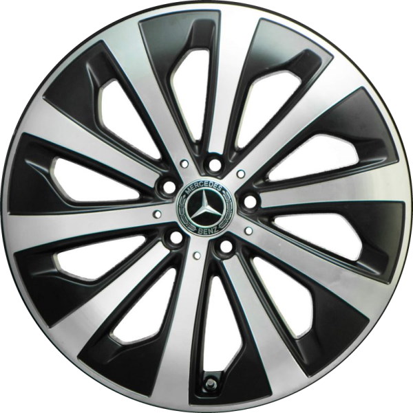 Mercedes-Benz GLA250 2021-2023, GLB250 2021-2023 black machined 19x7.5 aluminum wheels or rims. Hollander part number 85821/65546, OEM part number 24740131007X23, 24740131007X36.
