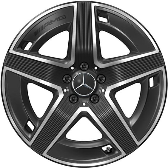 Mercedes-Benz GLC300 2023 black machined 19x8 aluminum wheels or rims. Hollander part number ALY85911, OEM part number 25440104007X23.